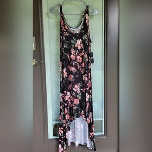 Black floral hi low dress.